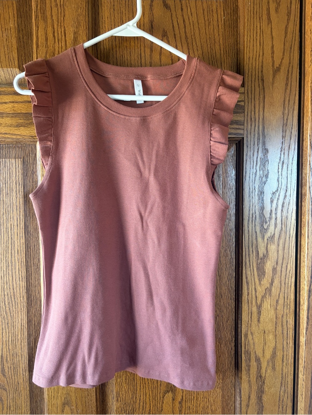 Burnt Orange Ruffle Sleeve Tank Top